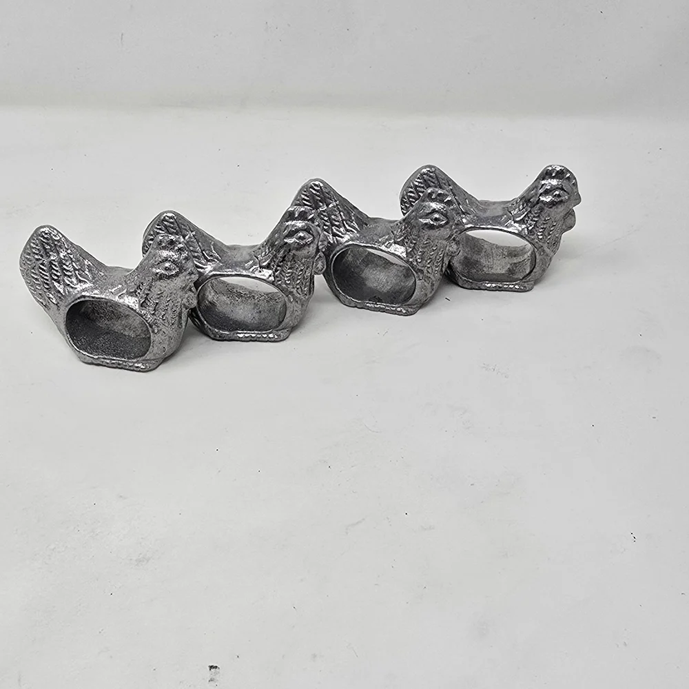 Vtg‎ chicken rooster napkin rings set of 4 french country cottagecore farmhouse